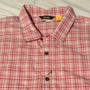 Cabela's Red and White Plaid Men's Shirt